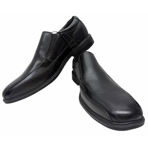 Kenneth Cole  Mens Black Leather Slip On Square Toe Dress Shoes Size 10.5